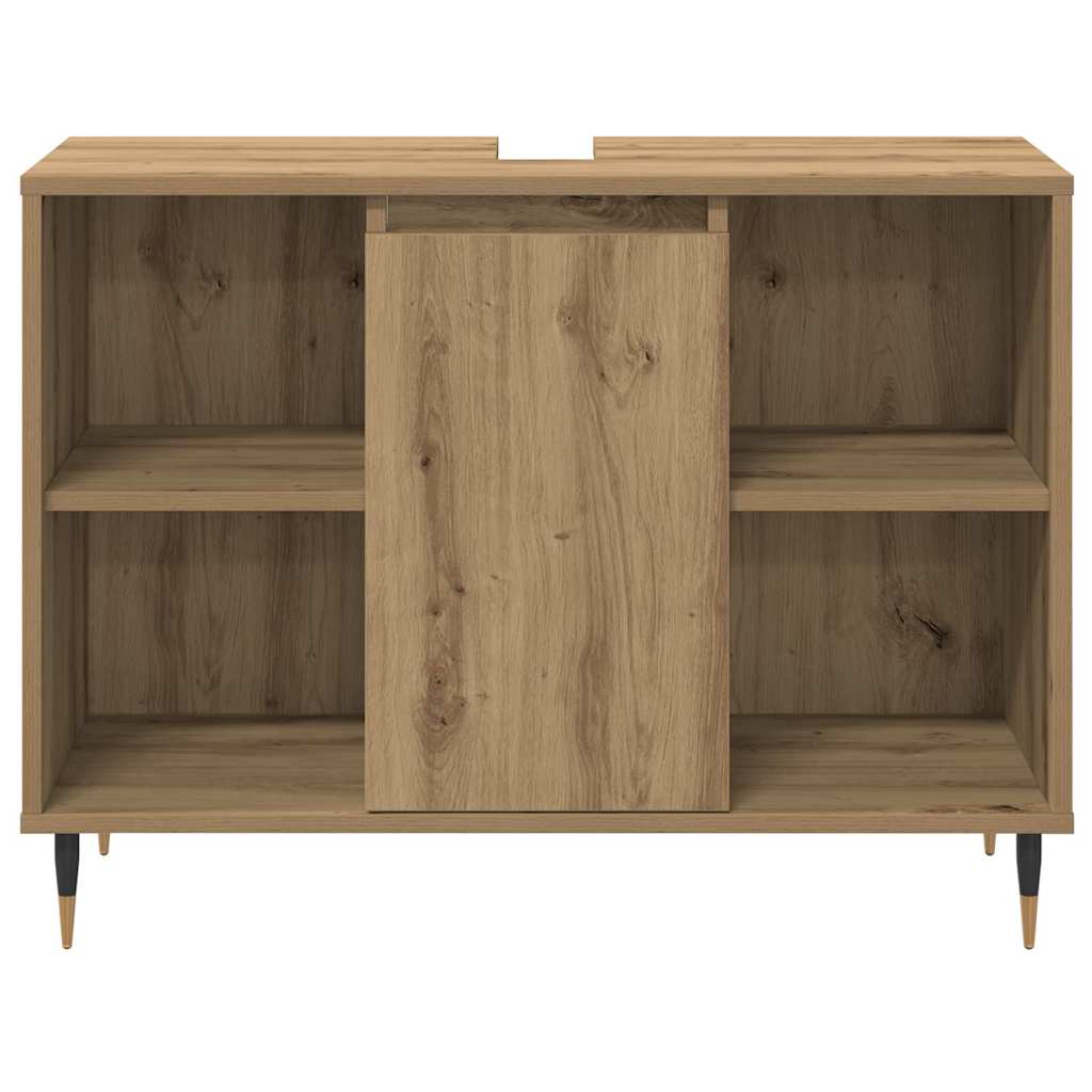 Badkamermeubelset met plank 3 pcs Artisan Eiken Bewerkt hout is nu te koop bij PeponiXL, paradijselijk wonen!