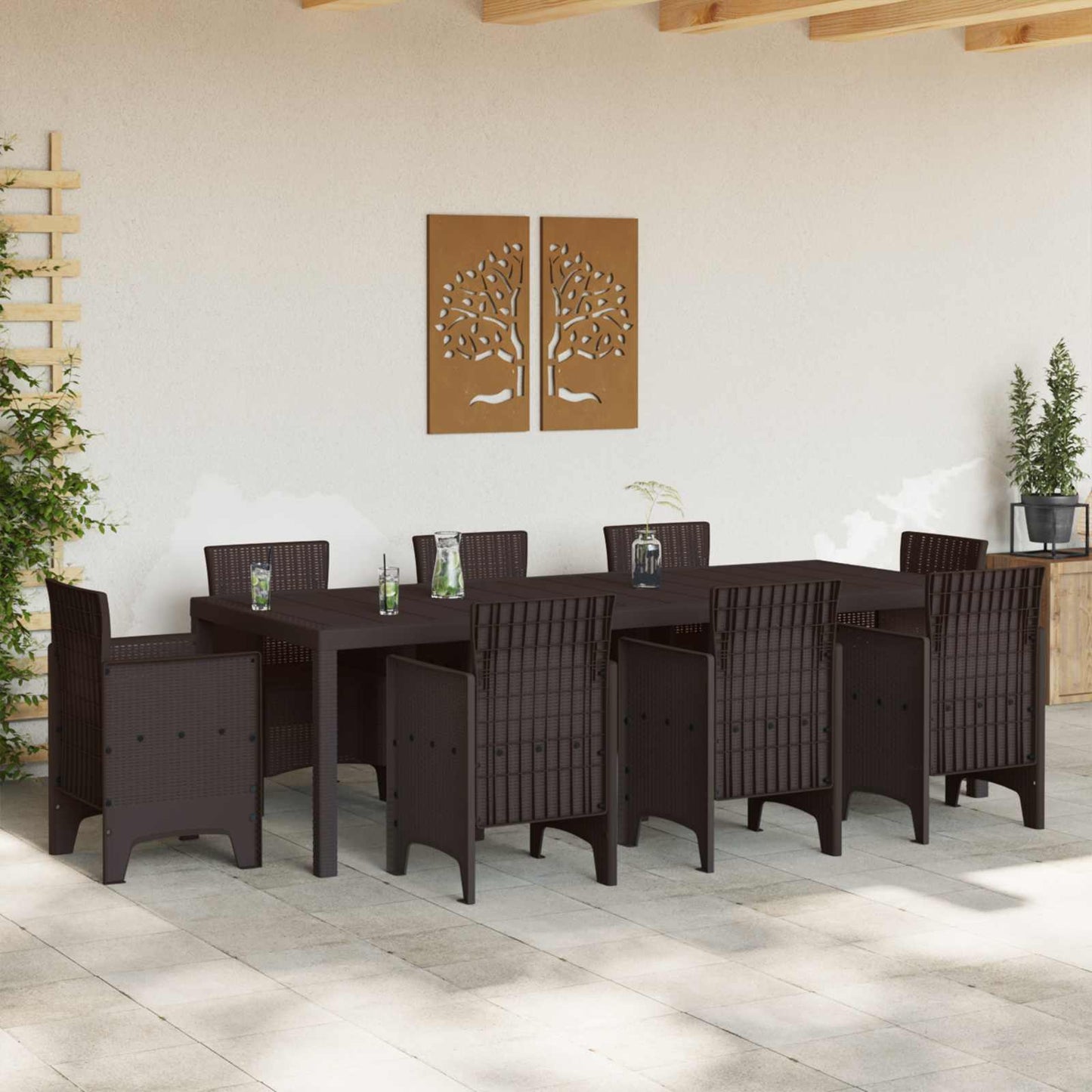 Tuinstafel Bruin 250 x 100 x 73 cm poly rattan is nu te koop bij PeponiXL, paradijselijk wonen!
