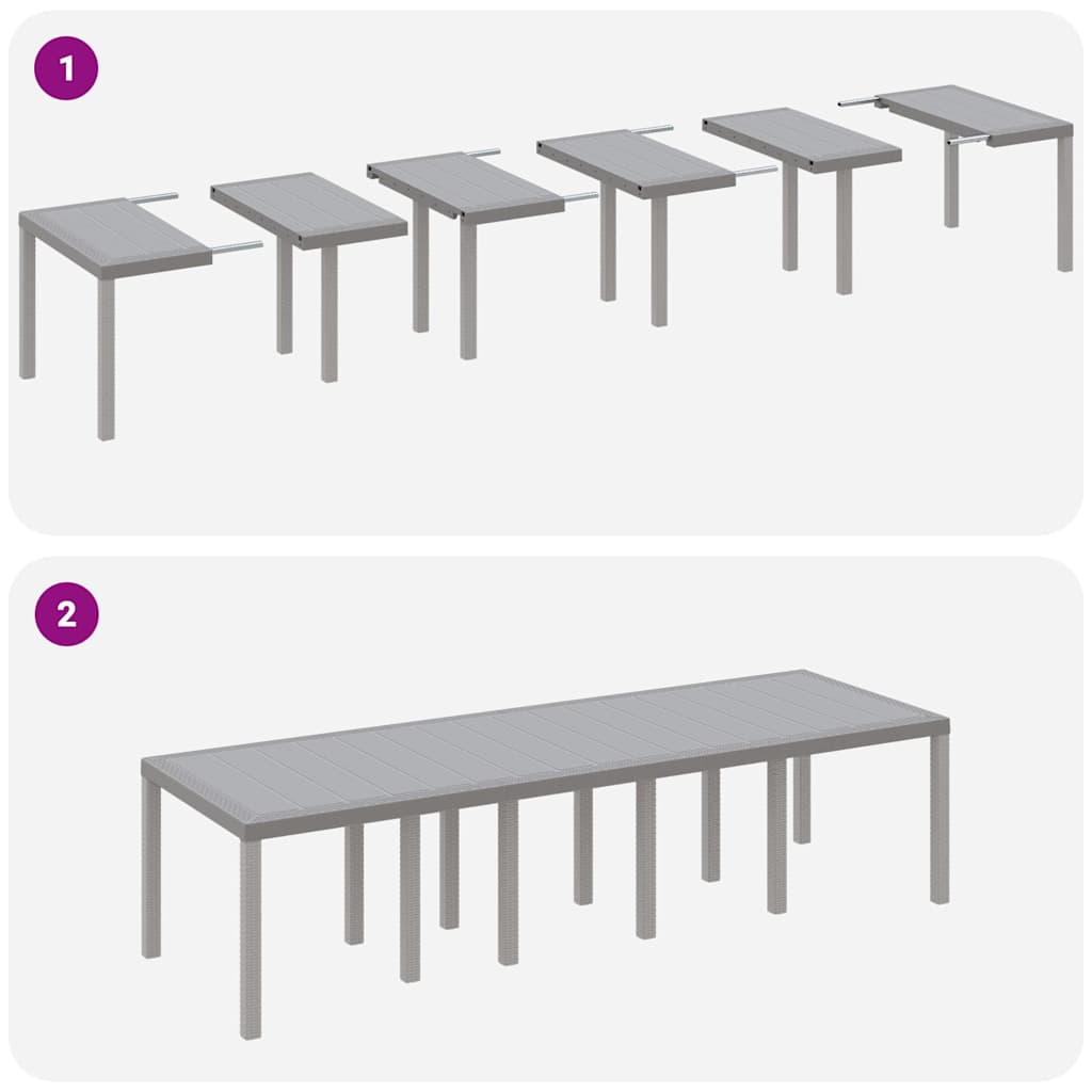 Tuinstafel Lichtgrijs 300 x 100 x 73 cm poly rattan is nu te koop bij PeponiXL, paradijselijk wonen!