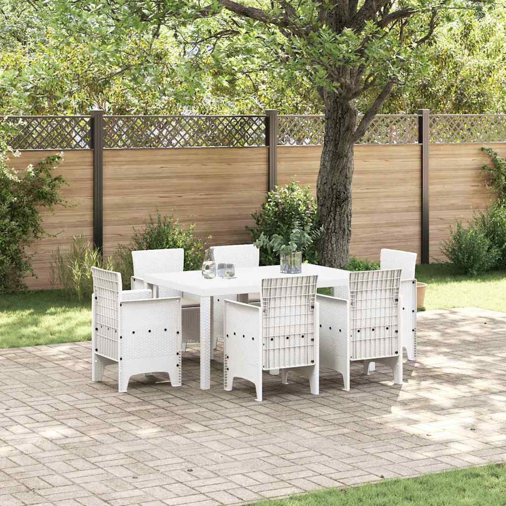 Tuin Eetset 7 pcs Wit Polt riet is nu te koop bij PeponiXL, paradijselijk wonen!