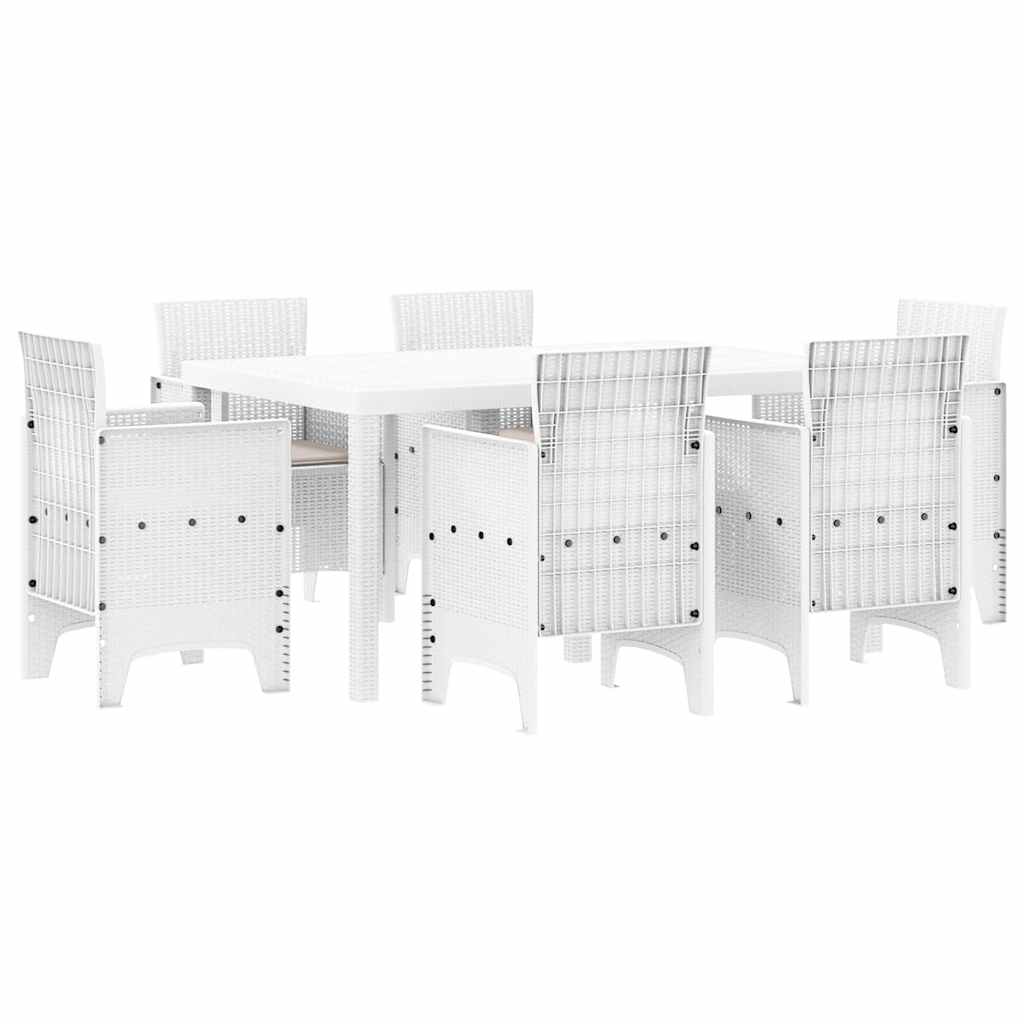 Tuin Eetset 7 pcs Wit Polt riet is nu te koop bij PeponiXL, paradijselijk wonen!
