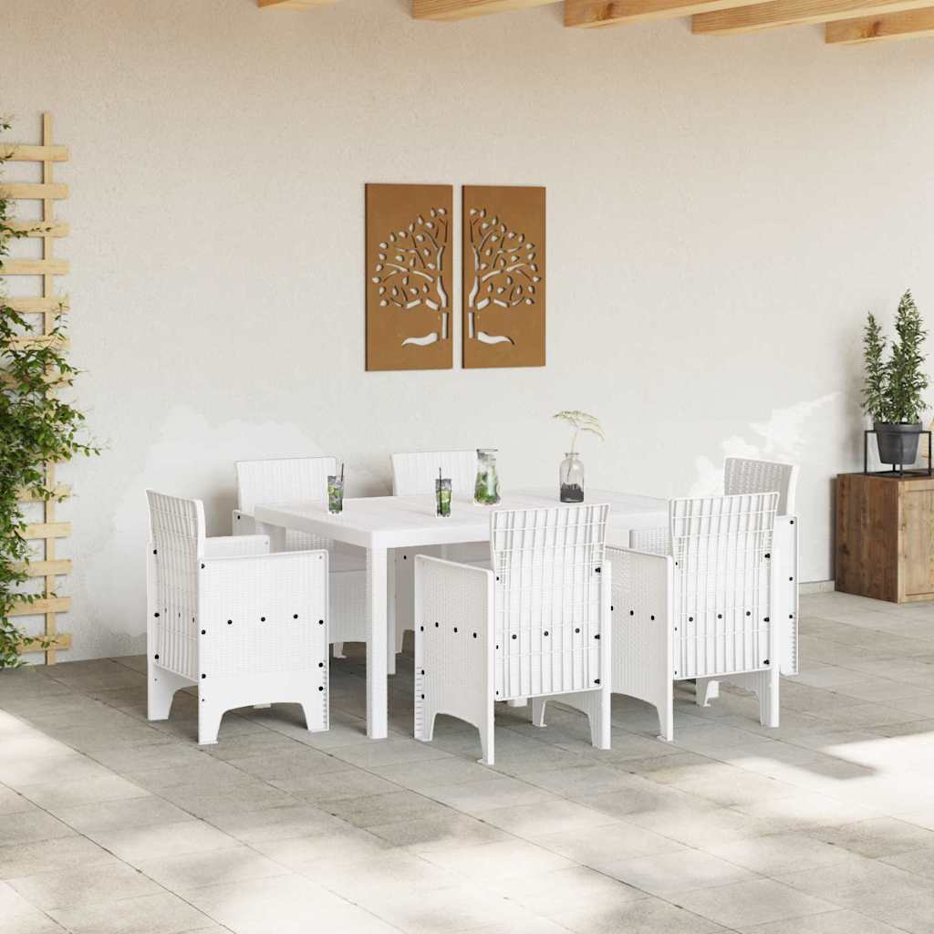 Tuin Eetset 7 pcs Wit Polt riet is nu te koop bij PeponiXL, paradijselijk wonen!