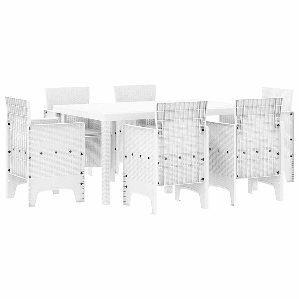 Tuin Eetset 7 pcs Wit Polt riet is nu te koop bij PeponiXL, paradijselijk wonen!