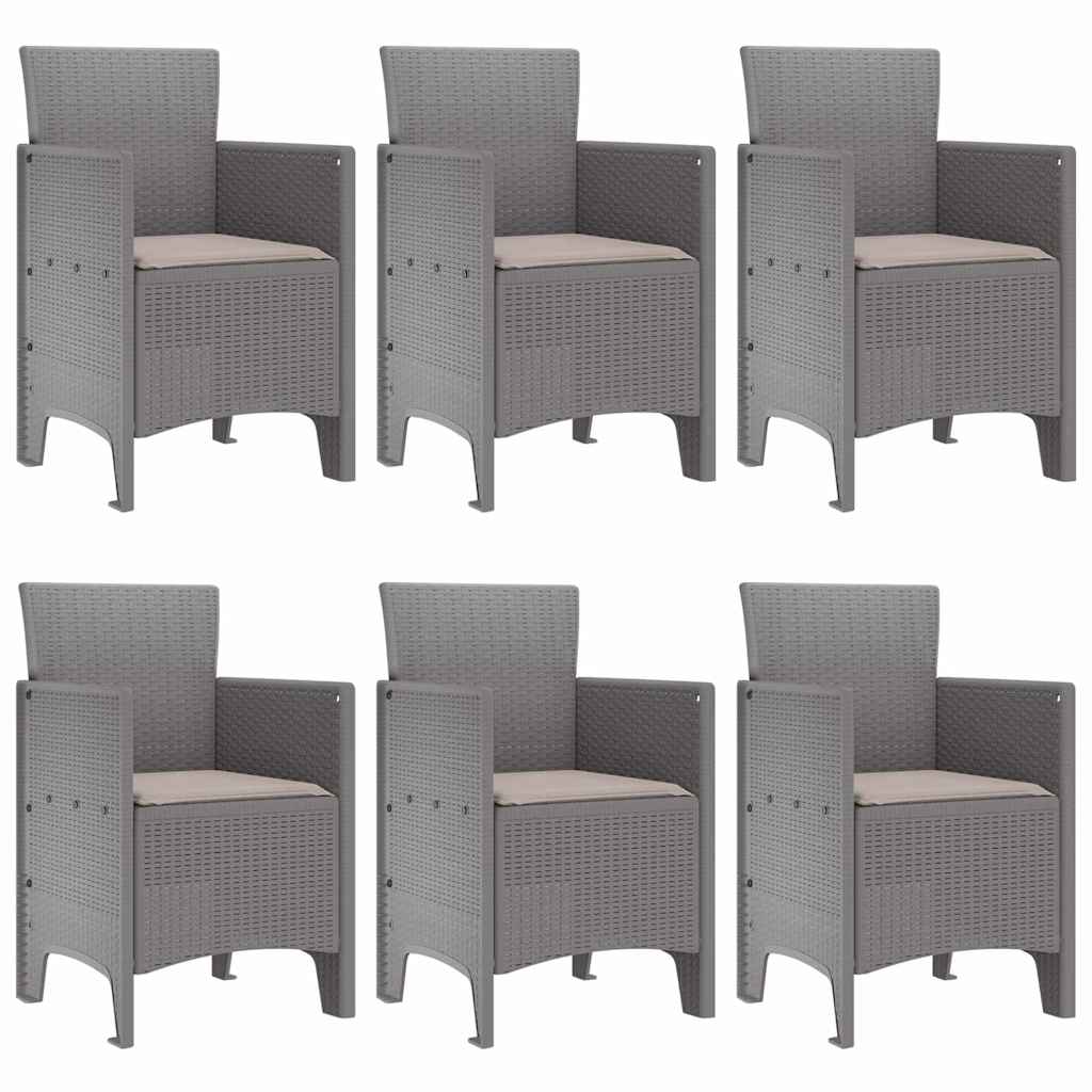 Tuin Eetset 7 pcs Lichtgrijs Polt riet is nu te koop bij PeponiXL, paradijselijk wonen!