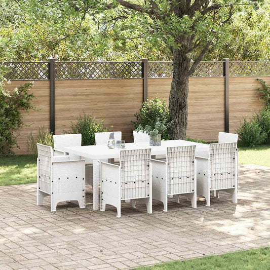Tuin eettafelset 9 pcs Wit Polypropyleen is nu te koop bij PeponiXL, paradijselijk wonen!
