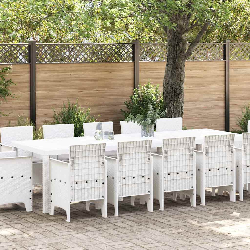 Tuin Eetset 13 pcs Wit en lichtgrijs Poly rattan en staal is nu te koop bij PeponiXL, paradijselijk wonen!