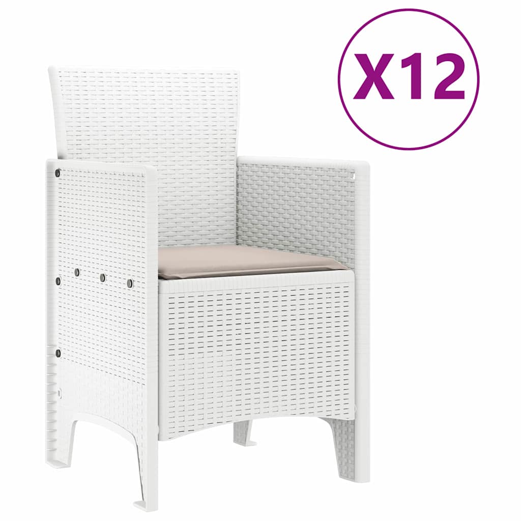 Tuin Eetset 13 pcs Wit en lichtgrijs Poly rattan en staal is nu te koop bij PeponiXL, paradijselijk wonen!