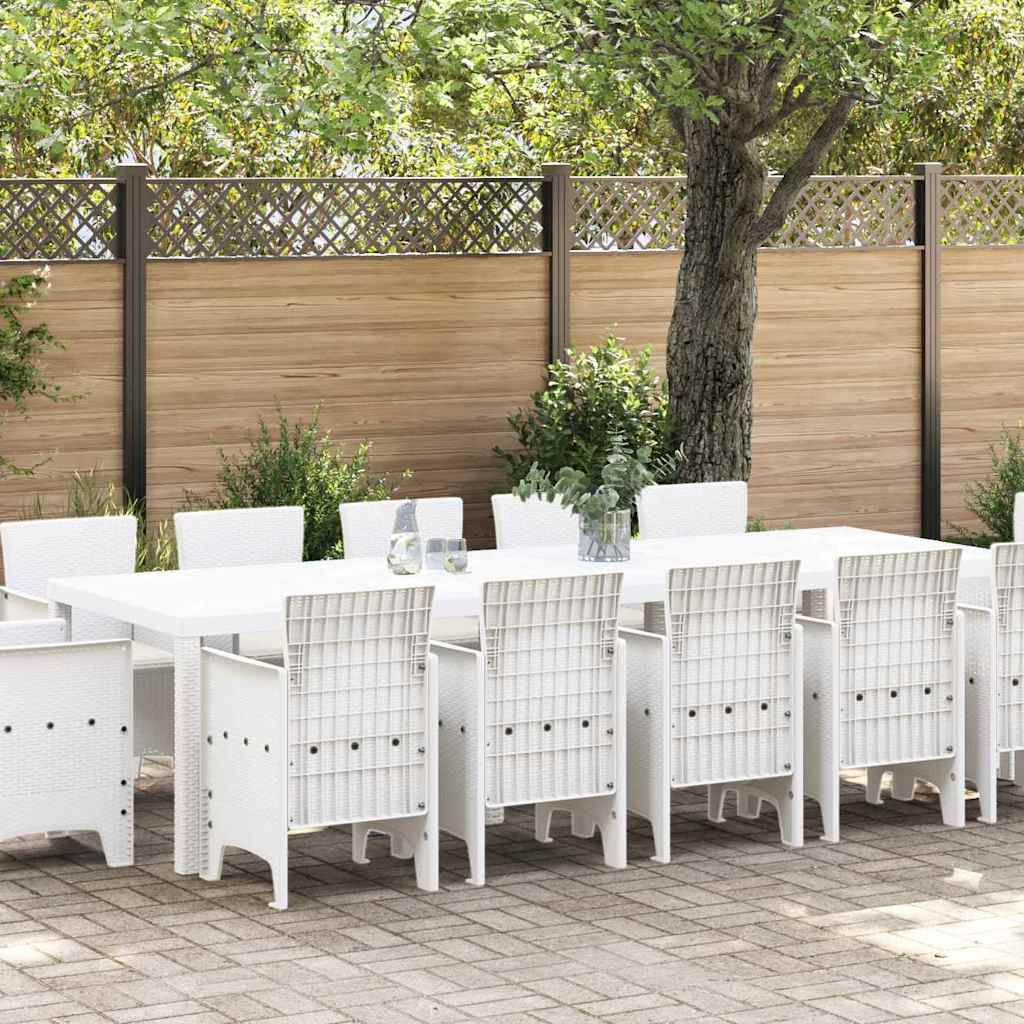 Tuin Eetset met kussen 13 pcs Wit Poly rattan en Katoen is nu te koop bij PeponiXL, paradijselijk wonen!