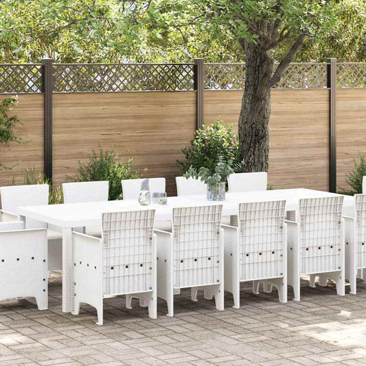 Tuin Eetset met kussen 13 pcs Wit Poly rattan en Katoen is nu te koop bij PeponiXL, paradijselijk wonen!
