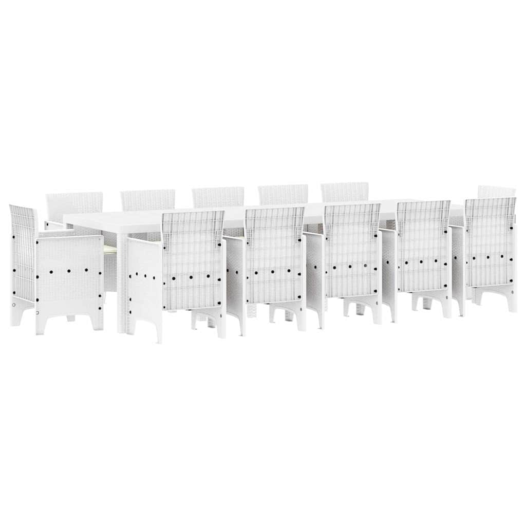 Tuin Eetset met kussen 13 pcs Wit Poly rattan en Katoen is nu te koop bij PeponiXL, paradijselijk wonen!