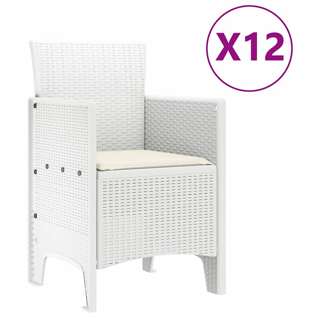 Tuin Eetset met kussen 13 pcs Wit Poly rattan en Katoen is nu te koop bij PeponiXL, paradijselijk wonen!