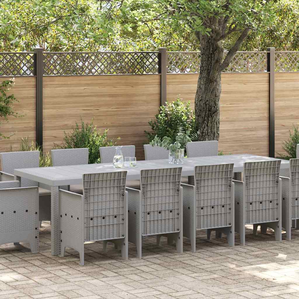 Tuin Eetset 13 st Lichtgrijs Poly riet