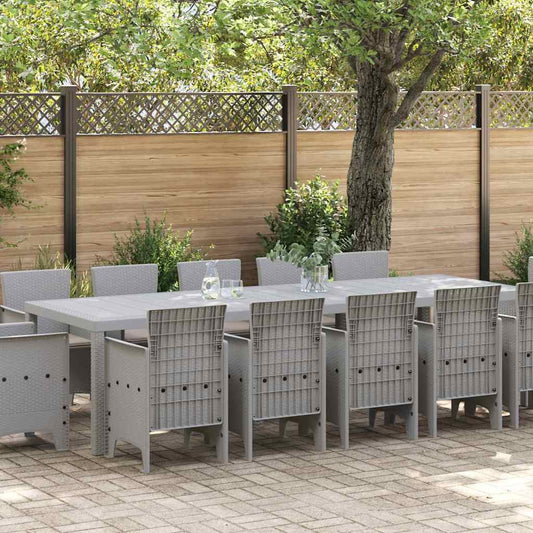 Tuin Eetset 13 st Lichtgrijs Poly riet is nu te koop bij PeponiXL, paradijselijk wonen!