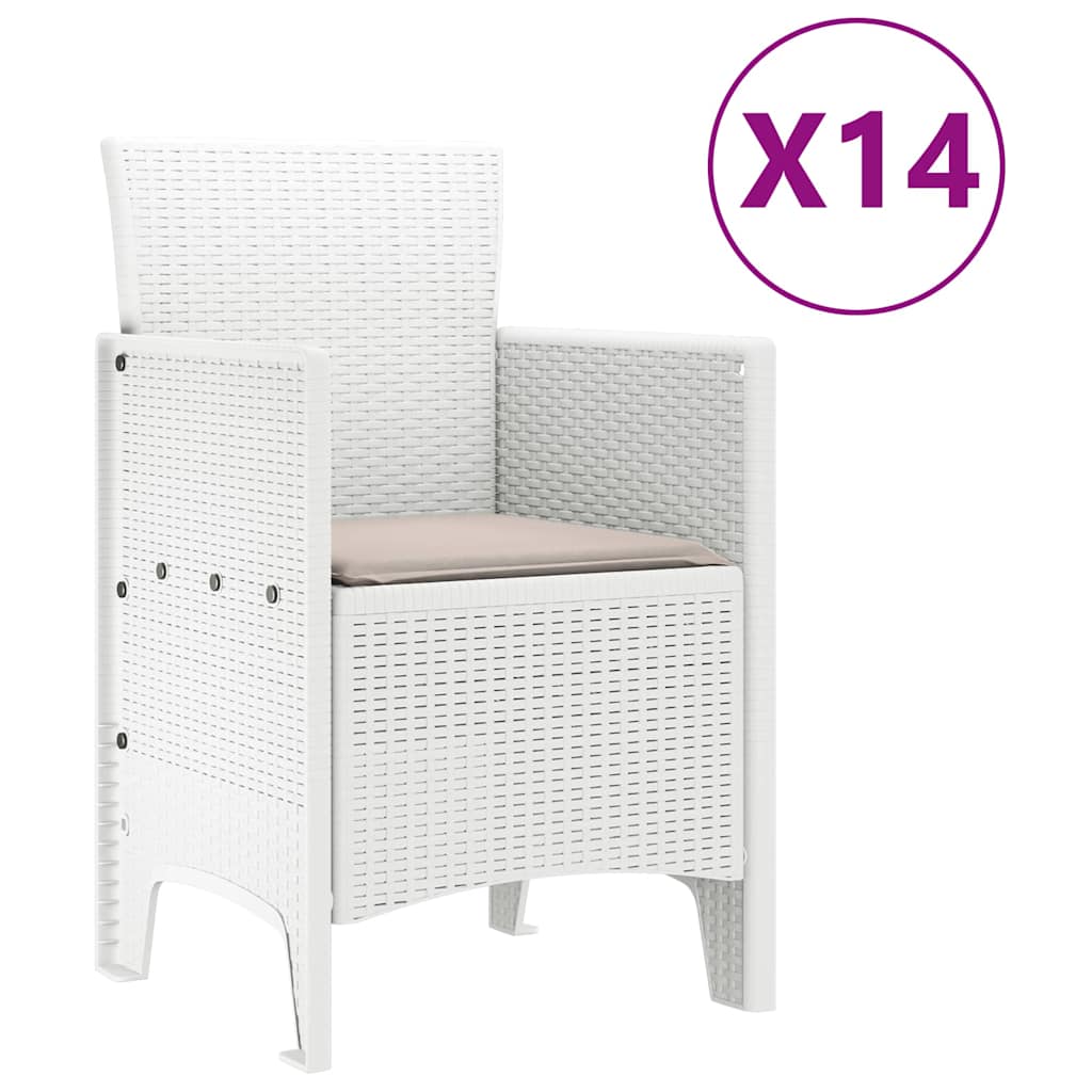 Tuin Eetset 15 pcs Wit Polt riet is nu te koop bij PeponiXL, paradijselijk wonen!