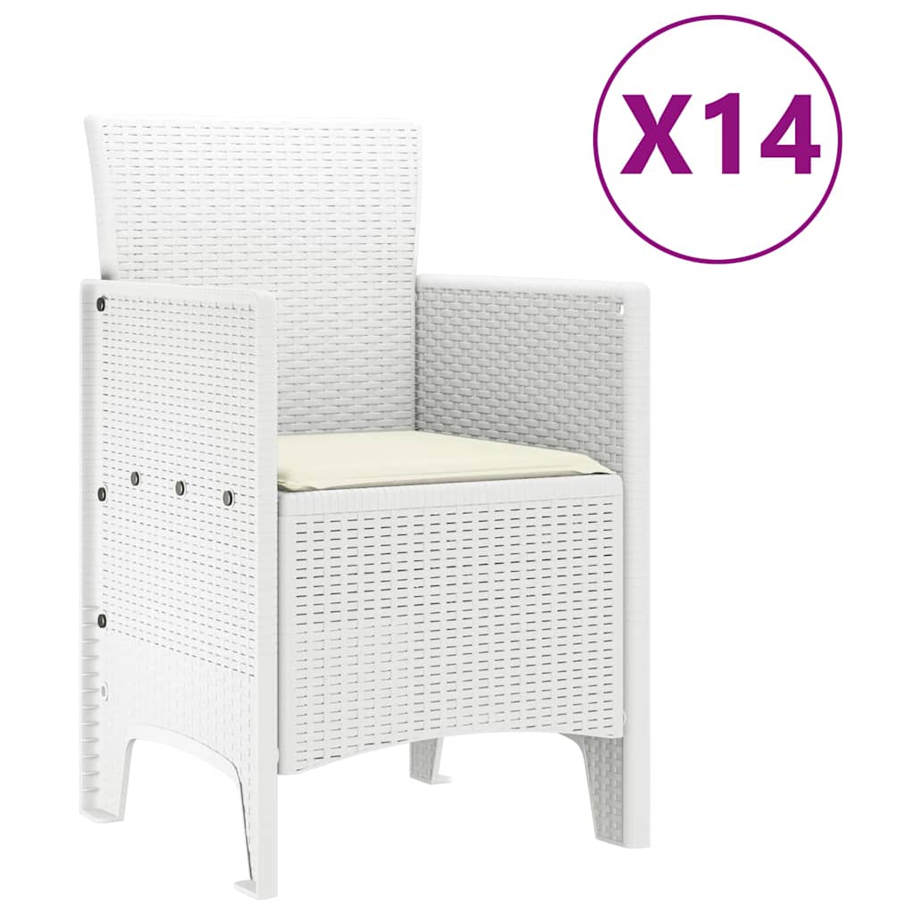 Tuin Eetset 15 pcs Wit Polt riet is nu te koop bij PeponiXL, paradijselijk wonen!