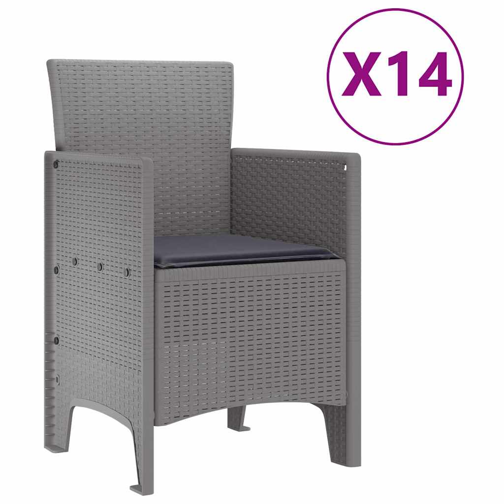 Tuin Eetset 15 pcs Lichtgrijs Polt riet is nu te koop bij PeponiXL, paradijselijk wonen!