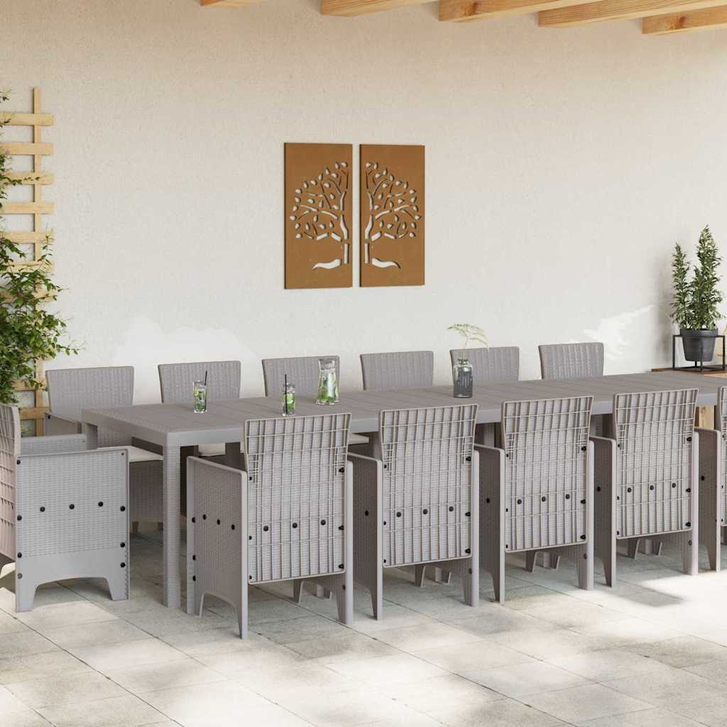 Tuin Eetset 15 pcs Lichtgrijs Polt riet is nu te koop bij PeponiXL, paradijselijk wonen!