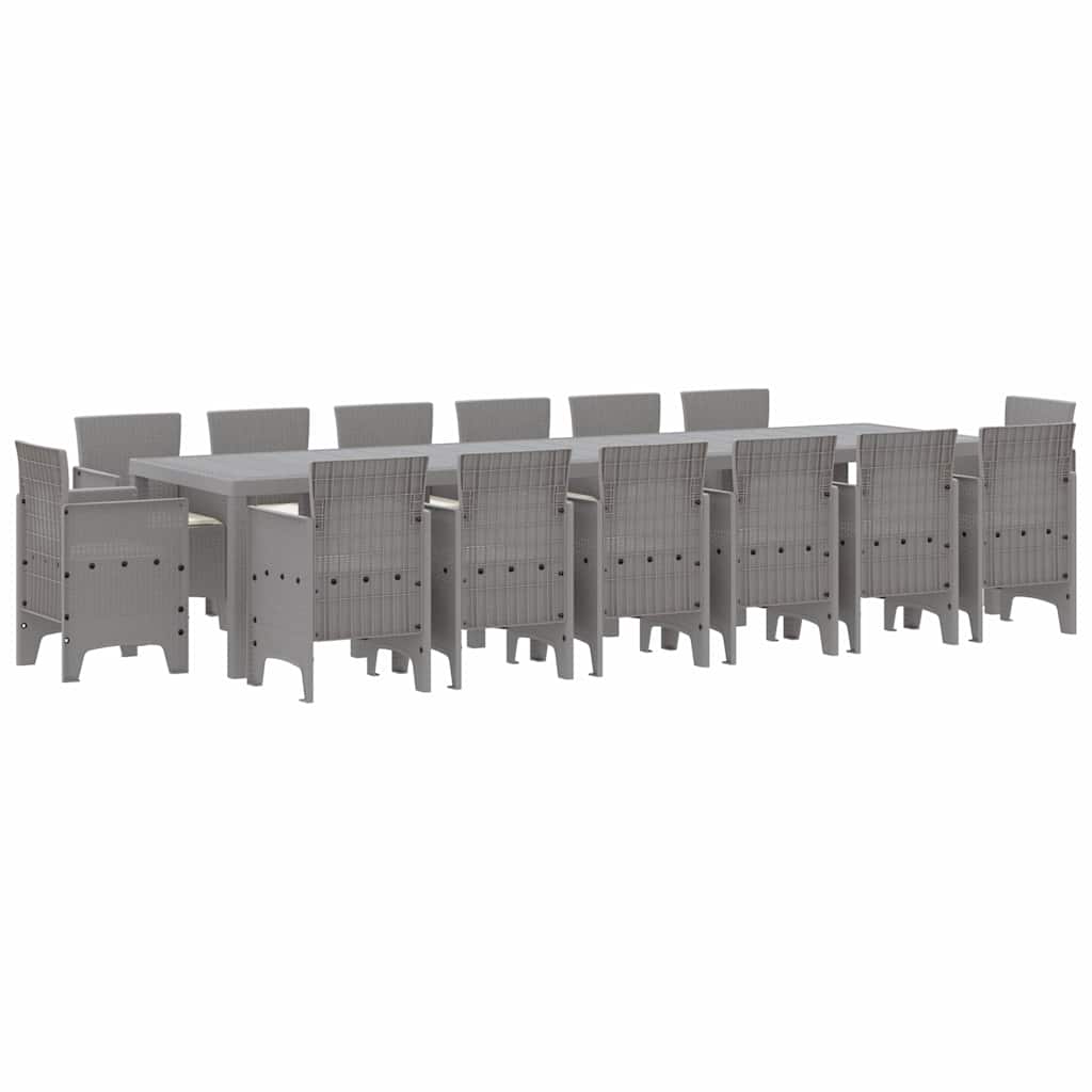 Tuin Eetset 15 pcs Lichtgrijs Polt riet is nu te koop bij PeponiXL, paradijselijk wonen!
