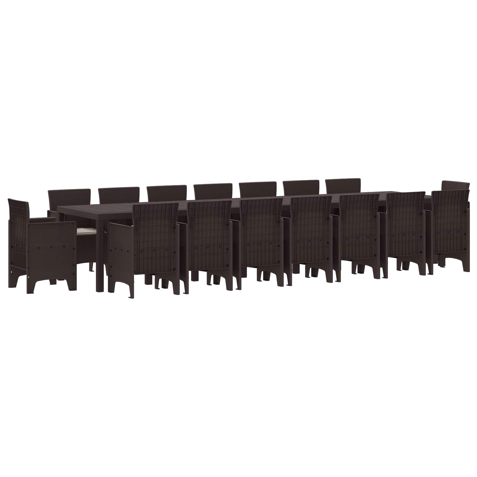 Tuin Eettafelset met kussens met kussen 17 pcs Bruin PP is nu te koop bij PeponiXL, paradijselijk wonen!