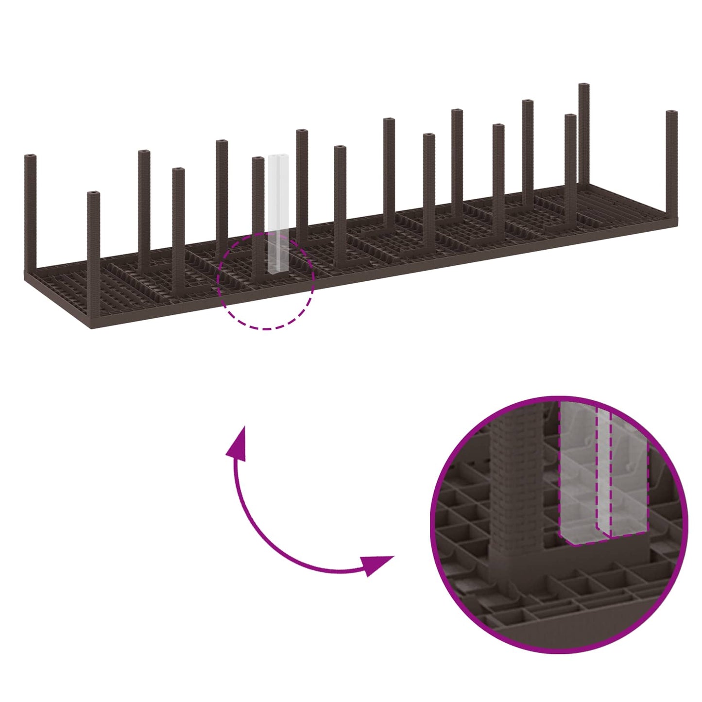 Tuin Eettafelset met kussens met kussen 17 pcs Bruin PP