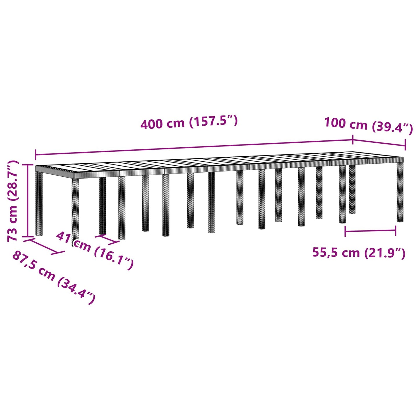 Tuin Eettafelset met kussens met kussen 17 pcs Bruin PP