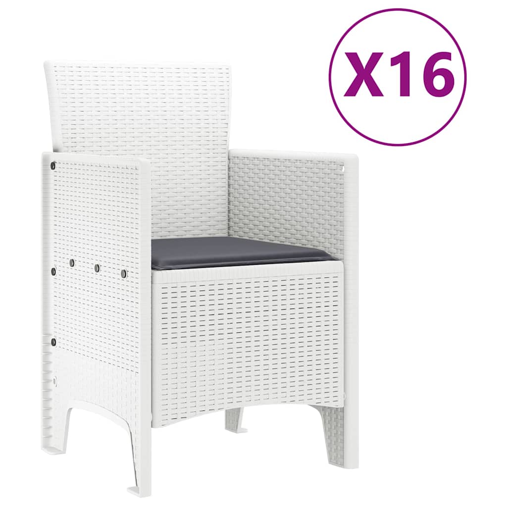 Tuin Eettafelset met kussens 17 st Wit PP