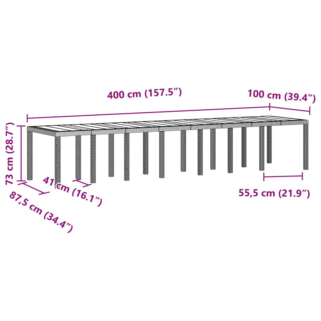 Tuin Eettafelset met kussens met kussen 17 pcs Lichtgrijs PP