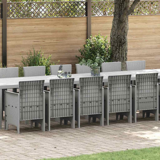 Tuin Eettafelset met kussens 17 st Lichtgrijs PP is nu te koop bij PeponiXL, paradijselijk wonen!