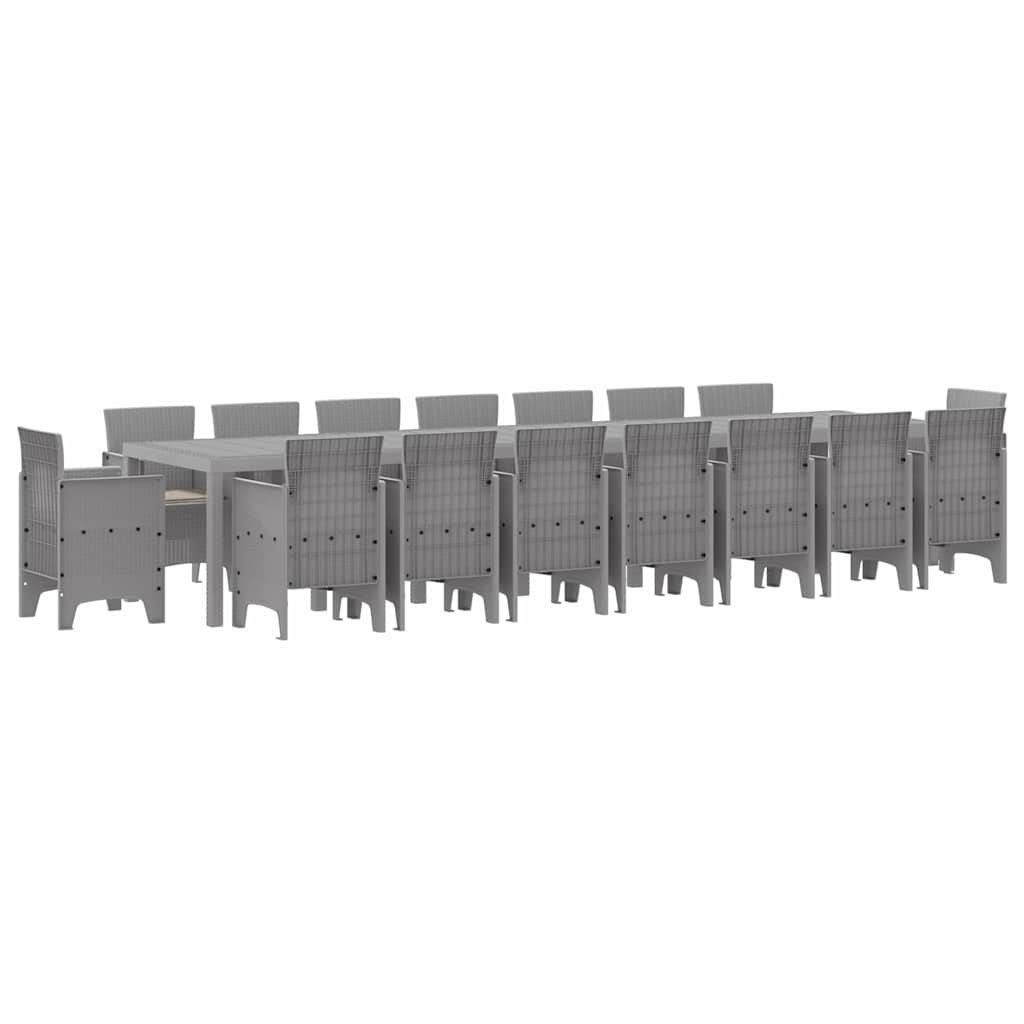 Tuin Eettafelset met kussens met kussen 17 pcs Lichtgrijs PP
