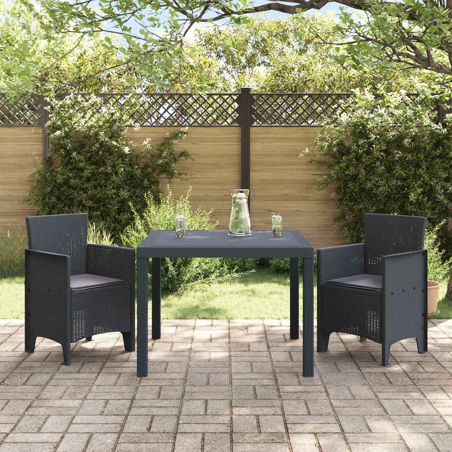 Tuin Eetset 3 pcs Antraciet Polypropyleen