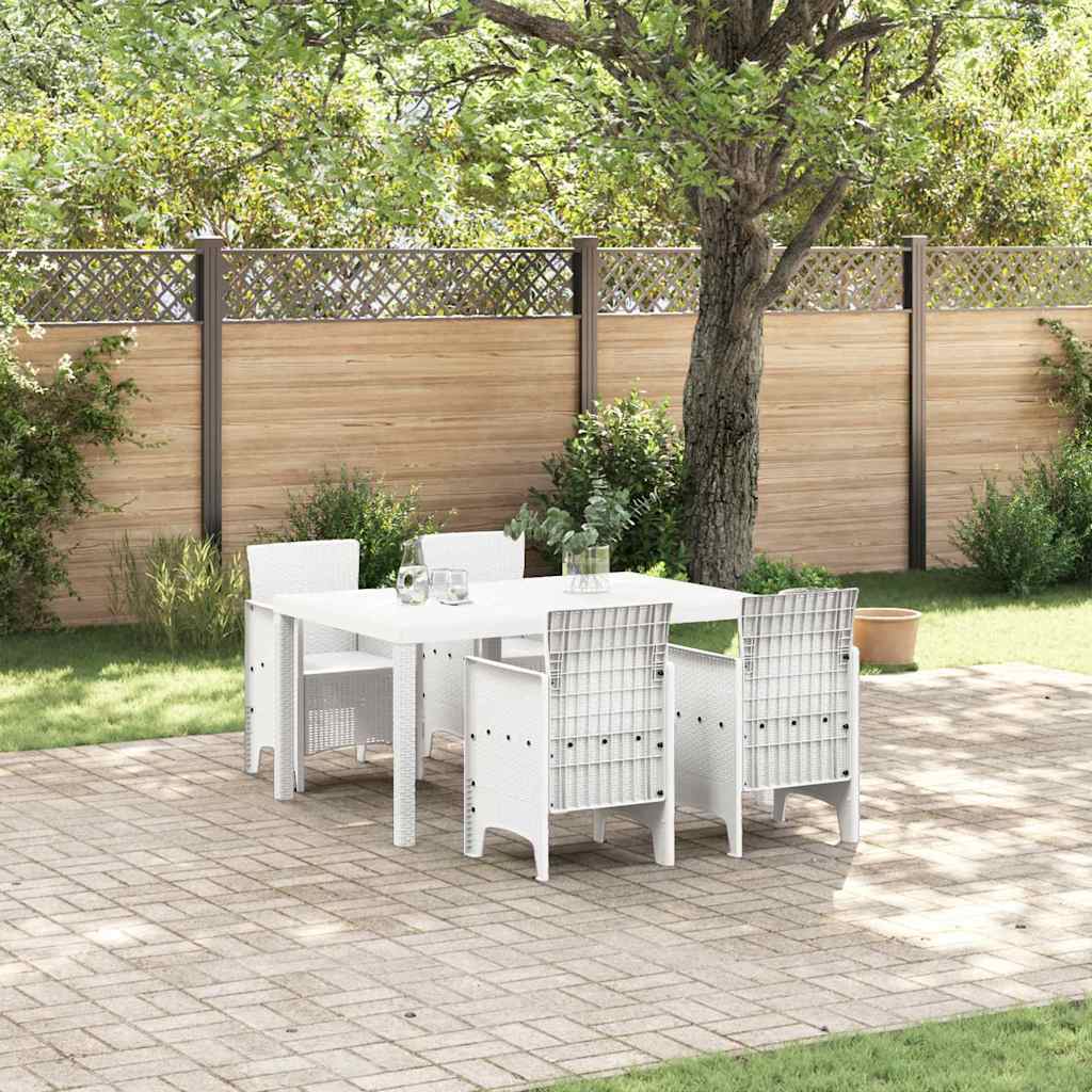 Tuin Eetset 5 pcs Wit Polt riet is nu te koop bij PeponiXL, paradijselijk wonen!
