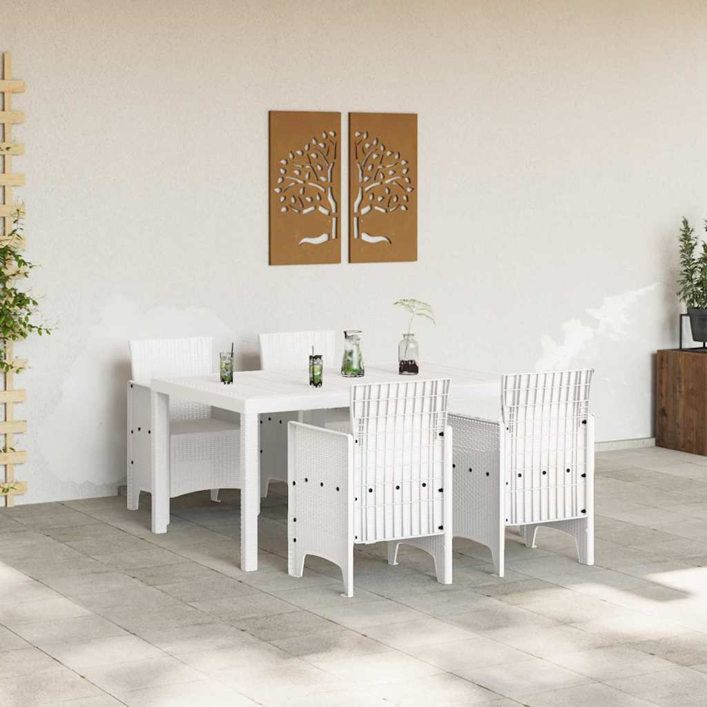 Tuin Eetset 5 pcs Wit Polt riet is nu te koop bij PeponiXL, paradijselijk wonen!