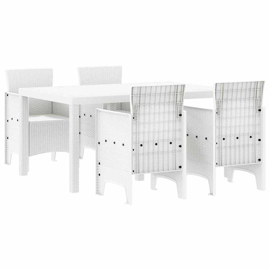 Tuin Eetset 5 pcs Wit Polt riet is nu te koop bij PeponiXL, paradijselijk wonen!