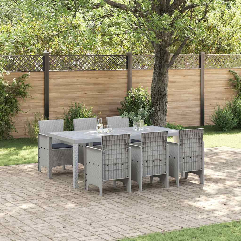 Tuin Eetset 7 pcs Lichtgrijs Polypropyleen is nu te koop bij PeponiXL, paradijselijk wonen!