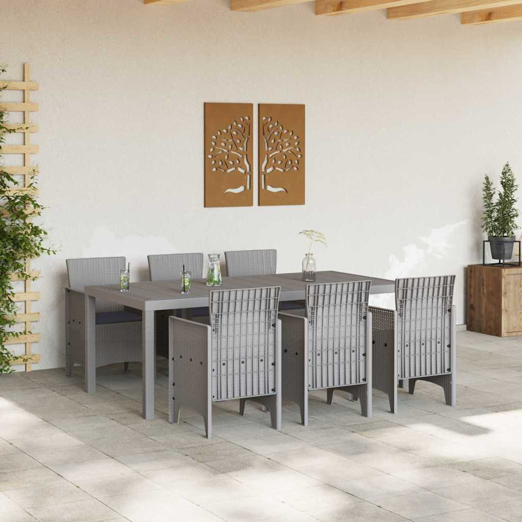 Tuin Eetset 7 pcs Lichtgrijs Polypropyleen is nu te koop bij PeponiXL, paradijselijk wonen!