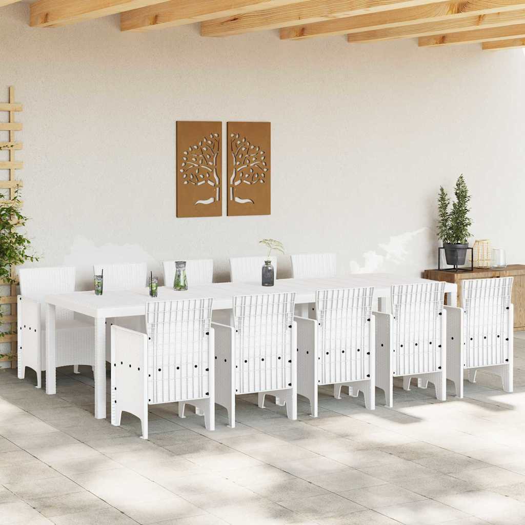 Tuin Eetset 11 pcs Wit Rattan en Staal is nu te koop bij PeponiXL, paradijselijk wonen!