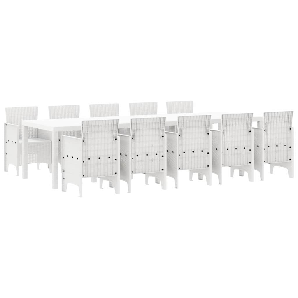 Tuin Eetset 11 pcs Wit Rattan en Staal is nu te koop bij PeponiXL, paradijselijk wonen!