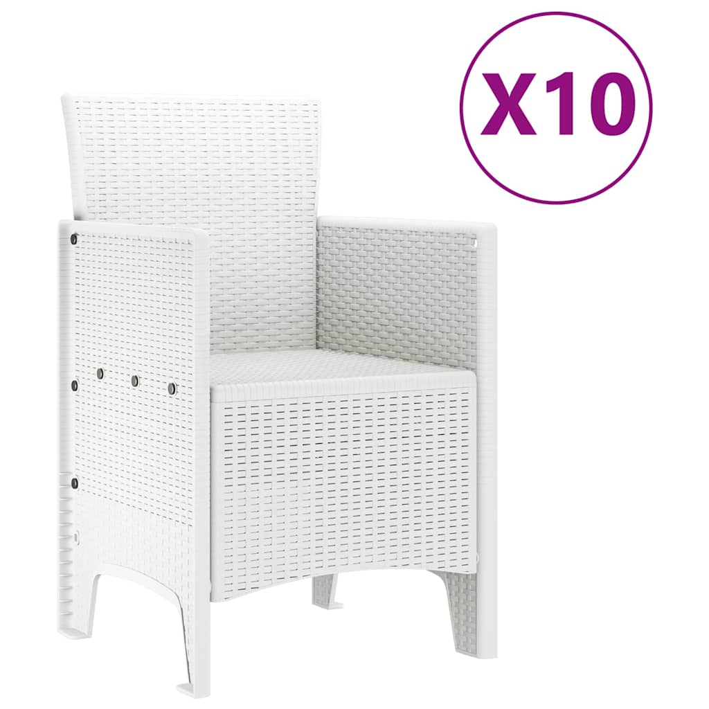Tuin Eetset 11 pcs Wit Rattan en Staal is nu te koop bij PeponiXL, paradijselijk wonen!