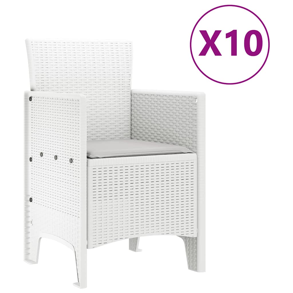 Tuin Eetset 11 pcs Wit en lichtgrijs Riet en Polyester is nu te koop bij PeponiXL, paradijselijk wonen!