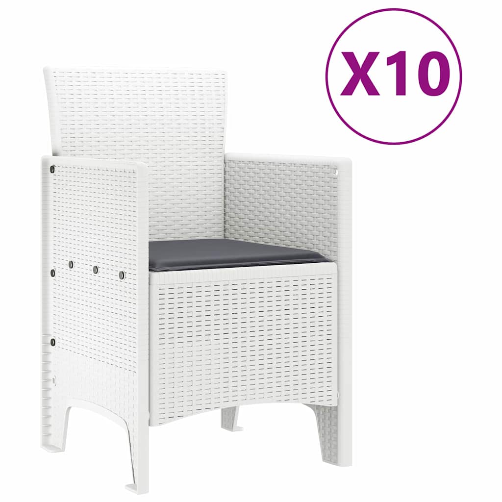 Tuin Eetset met kussen 11 pcs Wit Poly rattan en Aluminium is nu te koop bij PeponiXL, paradijselijk wonen!