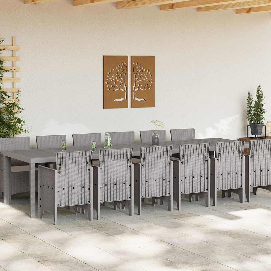 Tuin Eetset 13 pcs Lichtgrijs Polt riet is nu te koop bij PeponiXL, paradijselijk wonen!
