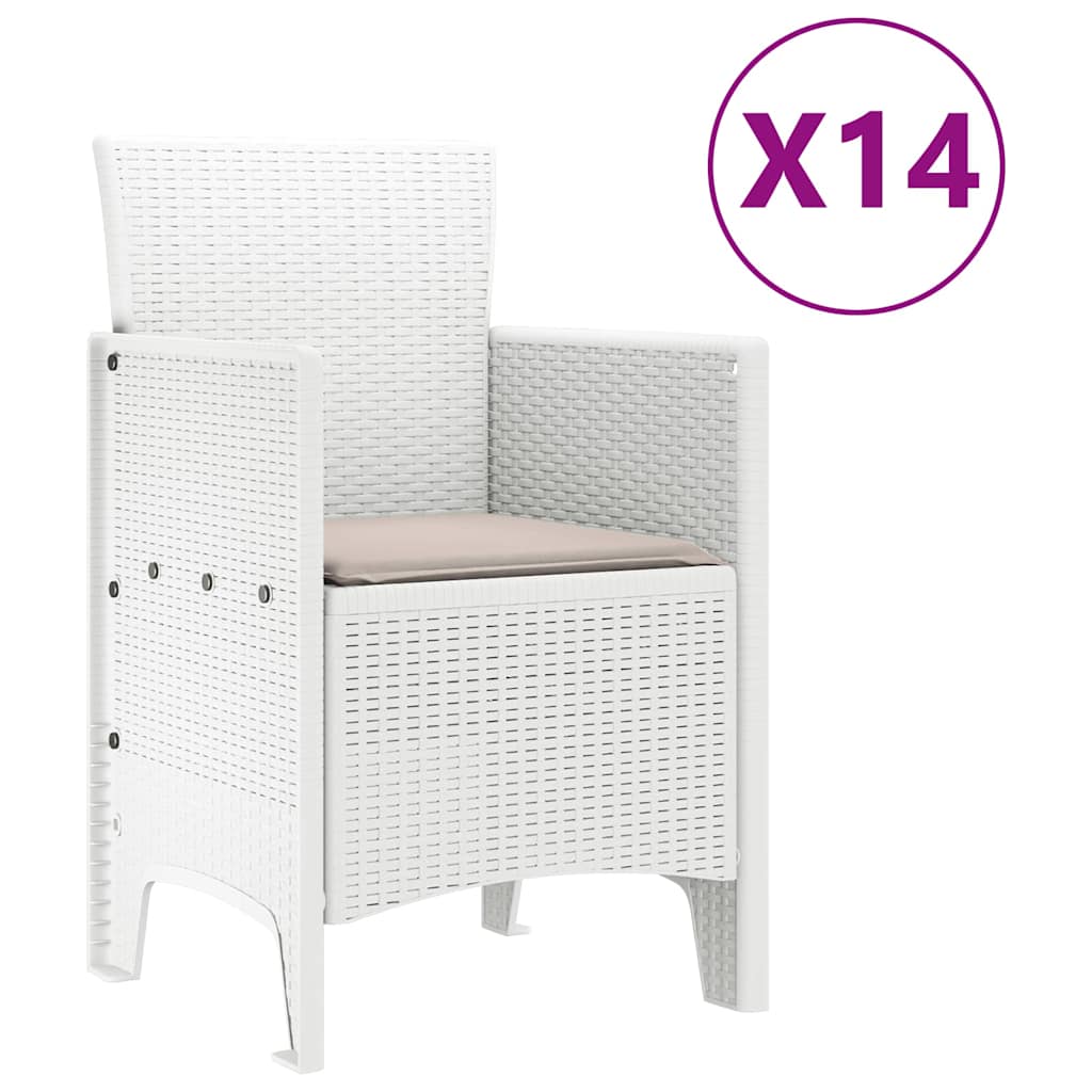 Tuin Eettafelset met kussens met kussen 15 pcs Wit PP is nu te koop bij PeponiXL, paradijselijk wonen!