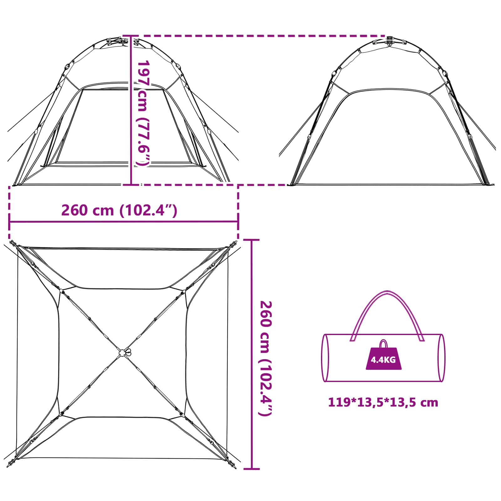 Instant Tent 4-Person Quick-Release Zeegroen 260 x 260 x 197 cm is nu te koop bij PeponiXL, paradijselijk wonen!