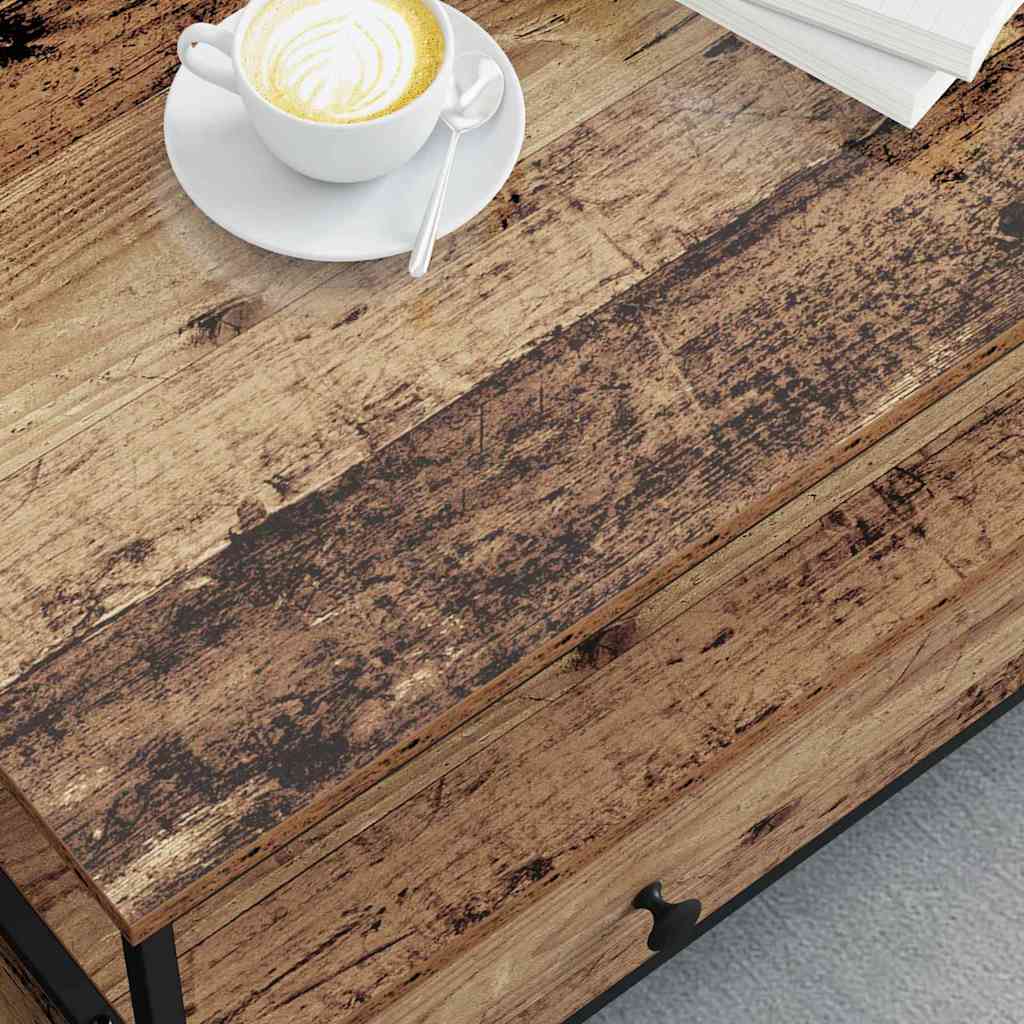 Salontafel with Drawer Oud hout 100 x 51 x 45 cm Bewerkt hout is nu te koop bij PeponiXL, paradijselijk wonen!