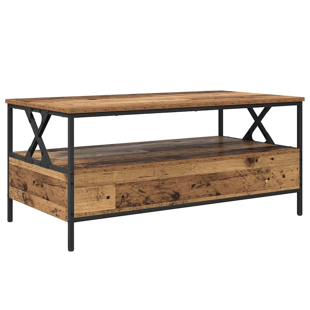 Salontafel with Drawer Oud hout 100 x 51 x 45 cm Bewerkt hout is nu te koop bij PeponiXL, paradijselijk wonen!