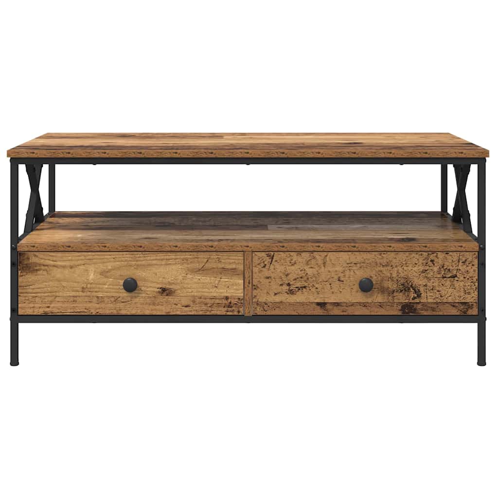 Salontafel with Drawer Oud hout 100 x 51 x 45 cm Bewerkt hout is nu te koop bij PeponiXL, paradijselijk wonen!