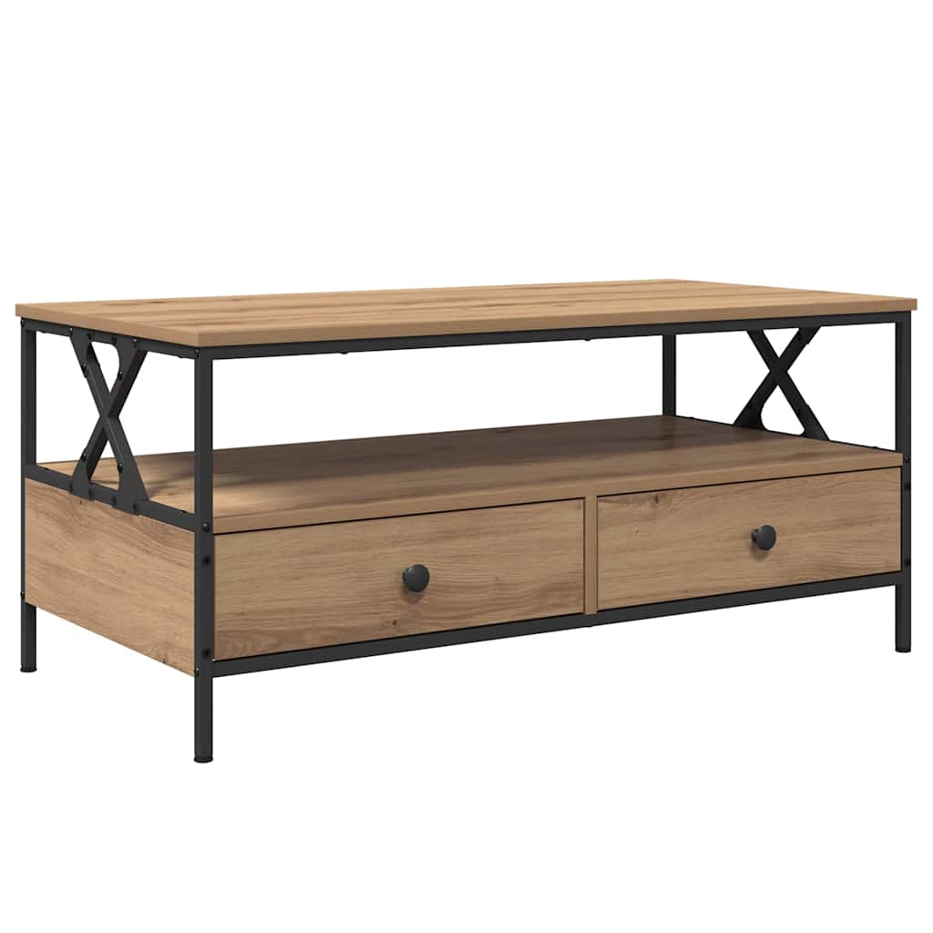 Salontafel with Drawer artisanaal eikenkleurig 100 x 51 x 45 cm is nu te koop bij PeponiXL, paradijselijk wonen!