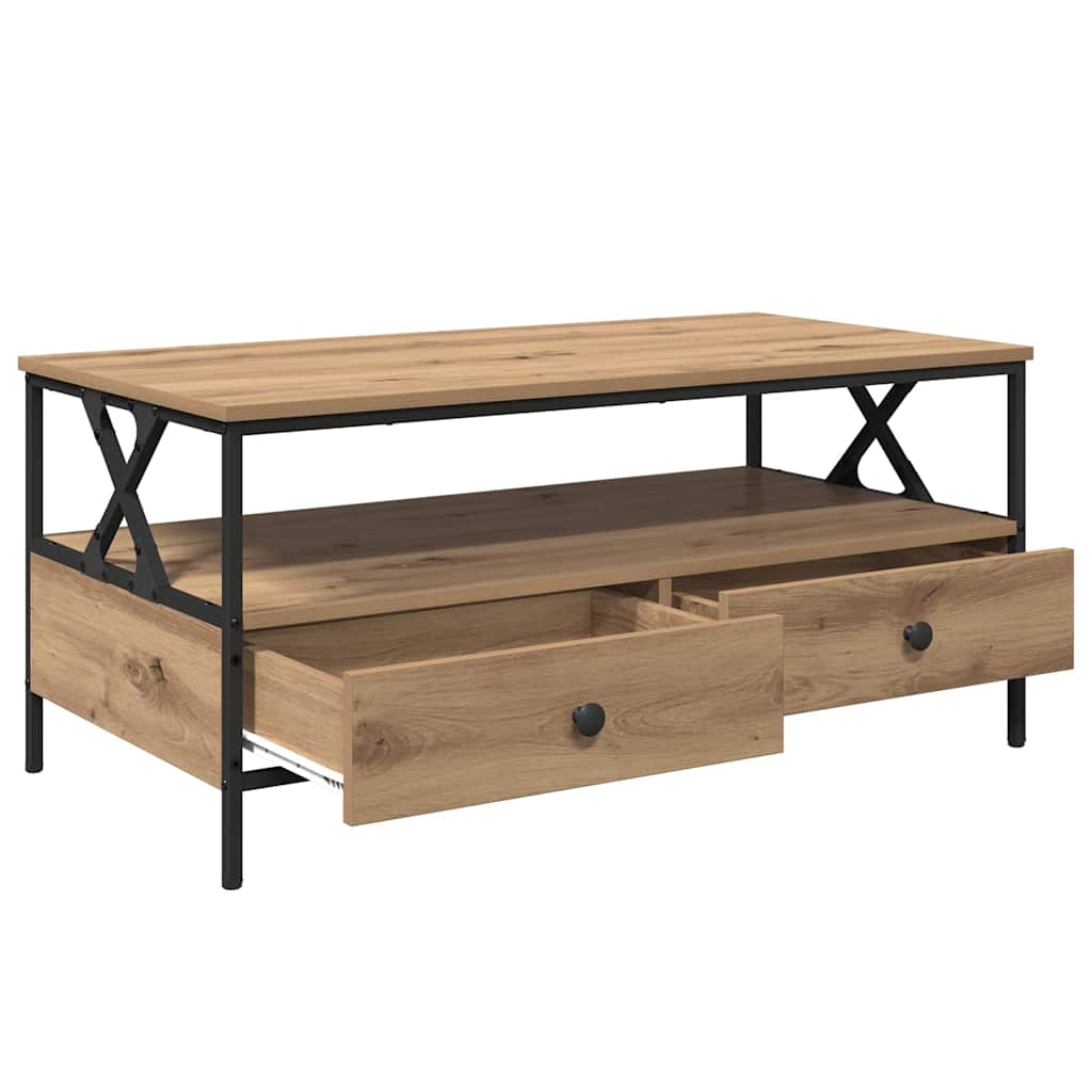 Salontafel with Drawer artisanaal eikenkleurig 100 x 51 x 45 cm is nu te koop bij PeponiXL, paradijselijk wonen!