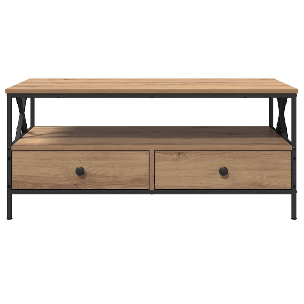 Salontafel with Drawer artisanaal eikenkleurig 100 x 51 x 45 cm is nu te koop bij PeponiXL, paradijselijk wonen!