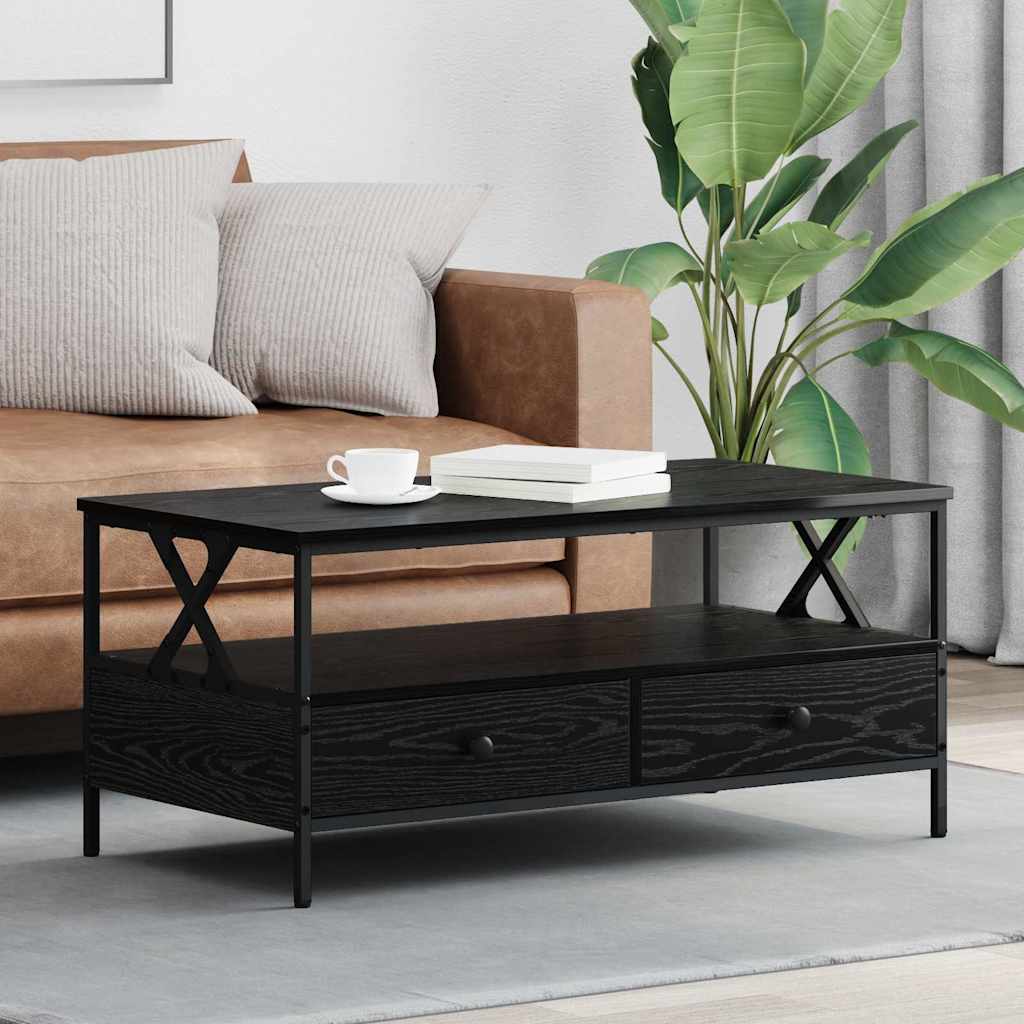 Salontafel Zwart eiken 100 x 51 x 45 cm Bewerkt hout is nu te koop bij PeponiXL, paradijselijk wonen!